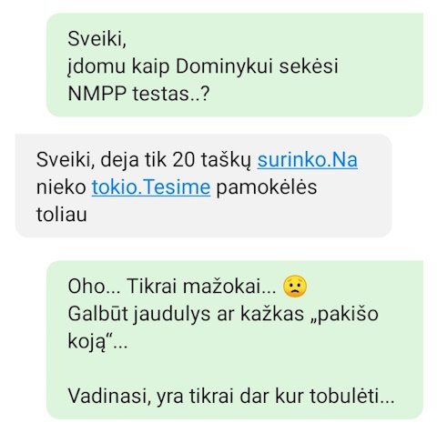 Dominyko pranešimas apie NMPP testą